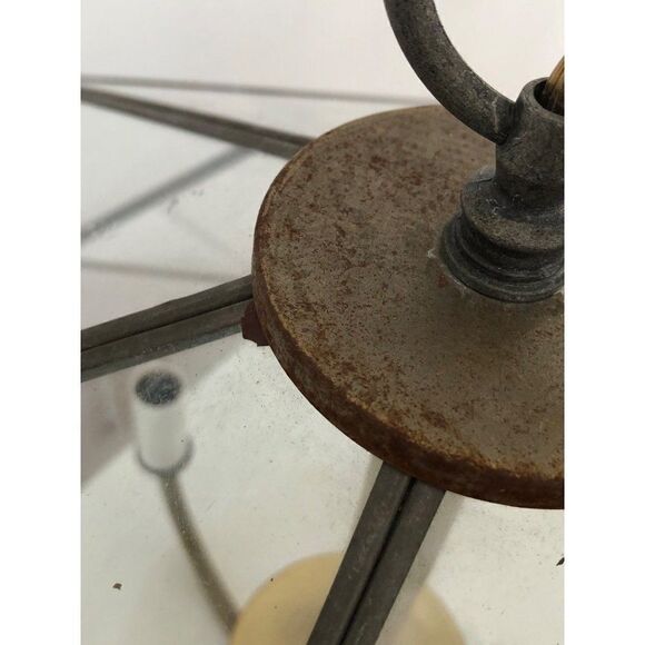 Vintage Mid Century Brass Octagon Diamond Hanging Glass Light Fixture Pendant - Picture 14 of 15